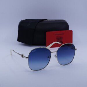 Salvatore Ferragamo SF297S 743 Round Sunglasses - Gold/Blue Gradient